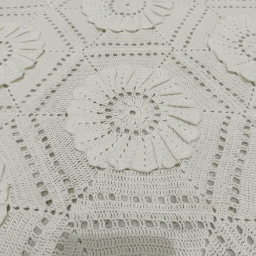 Old cotton knitted handmade blanket with pattern