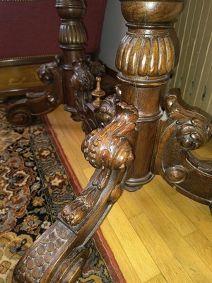Carved bridge table like new