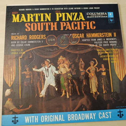 South Pacific collectible vinyl record with original Broadway cast used