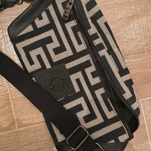 Canvas crossbody bag gray and black new