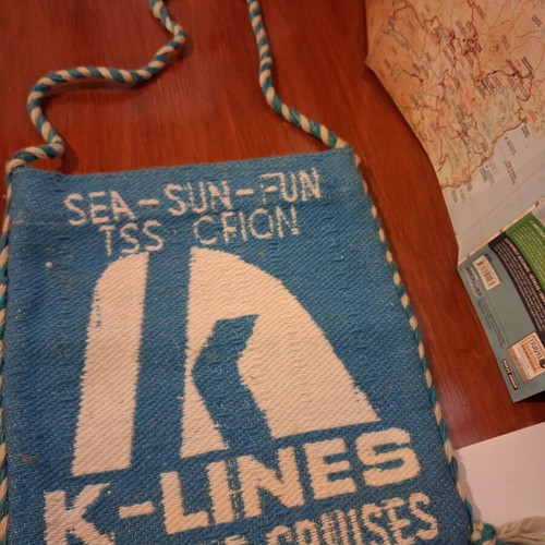 Vintage K-Lines Hellenic Cruises TSS Orion Souvenir Bag like new