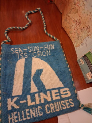 Vintage K-Lines Hellenic Cruises TSS Orion Souvenir Bag like new