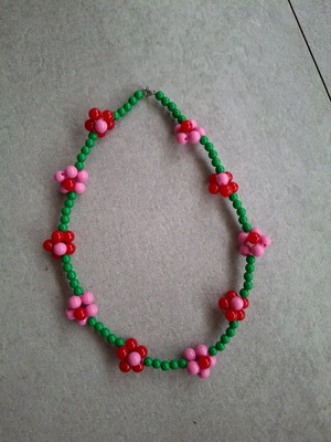 Handmade necklace with flower-shaped beads made to order