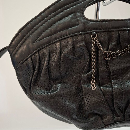 Vintage Diesel black leather clutch bag used, sporty design