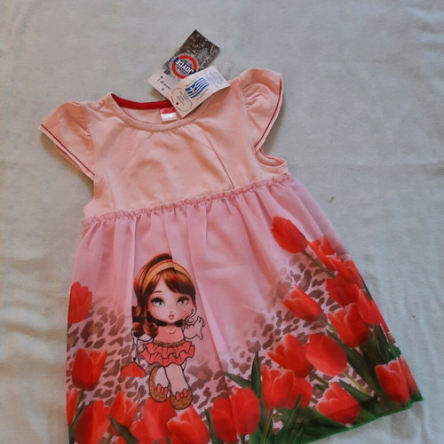 Joyce girls' dress with poppies pink, new, size 3