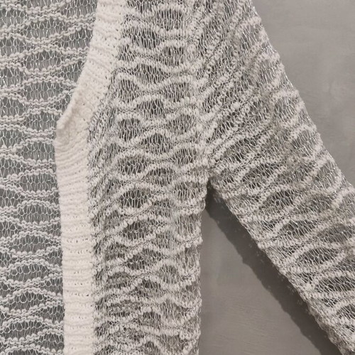 Summer cardigan with silver thread and 3/4 sleeve, size M, white