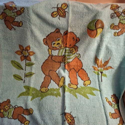 Baby Bath Towel like new with bears and flowers