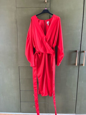 Assos draped midi dress red like new