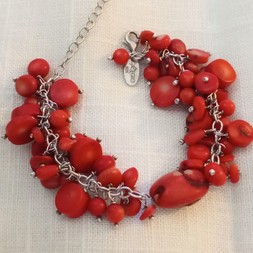 Silver 925 bracelet with coral like new, Gregio adjustable