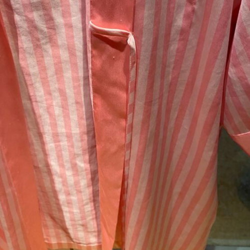 Victoria's Secret satin short robe with piping, white and pink