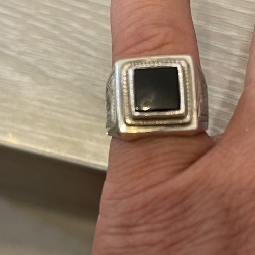 Silver 925 ring with black onyx stone, used, size 52