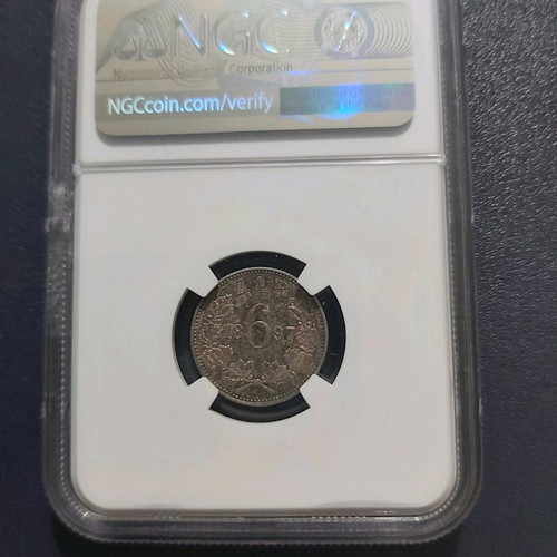 South Africa 6 Pence 1897 μεταχειρισμένο AU 58 πιστοποιημένο από NGC