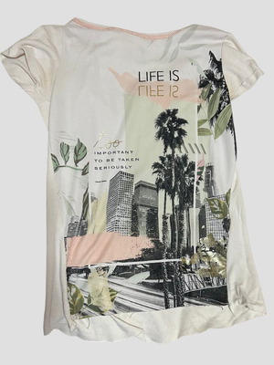 Stradivarius T-shirt used, summer, size Medium, multicolor