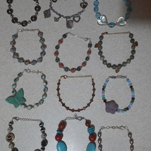 Bracelets new, lot of 12, silver 925, steel, genuine stones