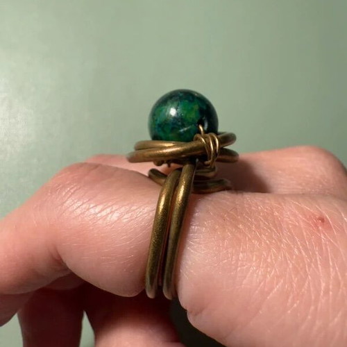 Handmade ring with green stone like new