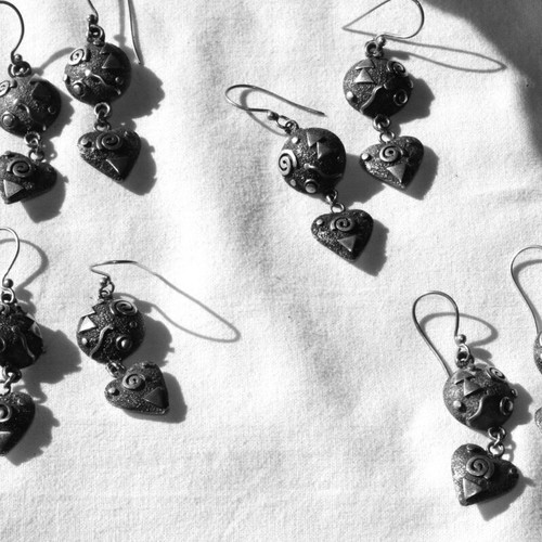 Handmade earrings 4 pairs, sterling silver 925, primitive tribe design