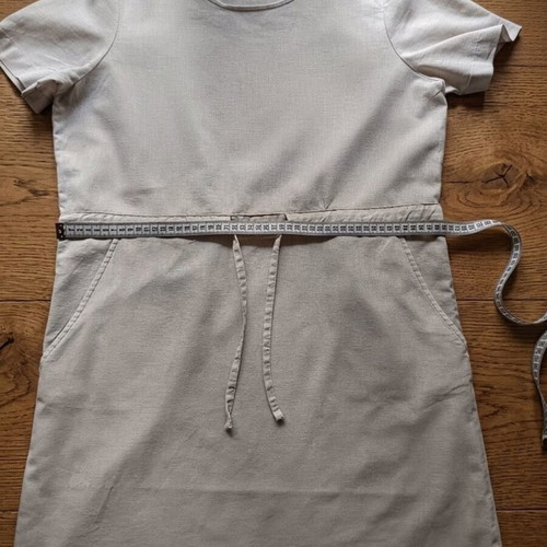 Up FASHION summer dress like new, 55% linen 45% cotton, beige, size L