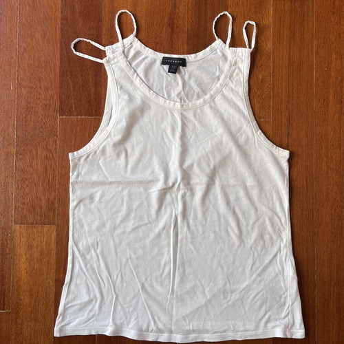 Topshop top with double straps like new, white, size L