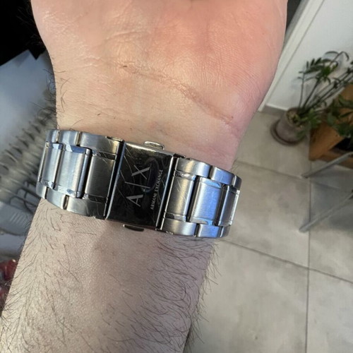 Armani Exchange men's wristwatch, black and silver, authentic