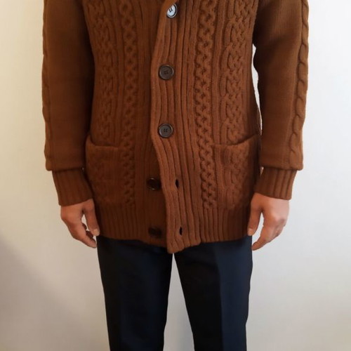 Cedarwood State men's wool cardigan in tan color size L new
