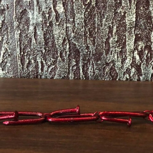 Metallic Red Steel Statement Bracelet