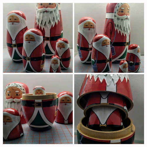 5 Christmas dolls Santa Claus that nest/handmade
