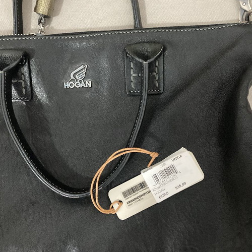 Hogan black leather tote bag used with detachable strap