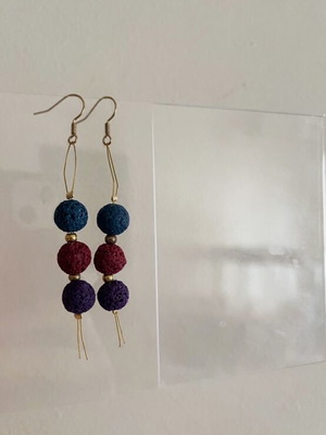 Handmade earrings with colorful lava stones and stainless steel new