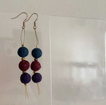 Handmade earrings with colorful lava stones and stainless steel new