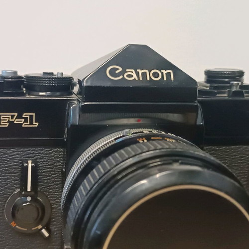 Canon F-1 with 50mm f/1.4 lens used with original leather case