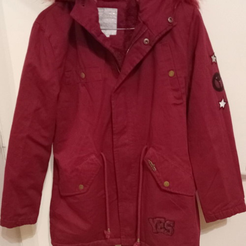 Evita Parka Jacket waterproof with inner fur, size 10, burgundy like new