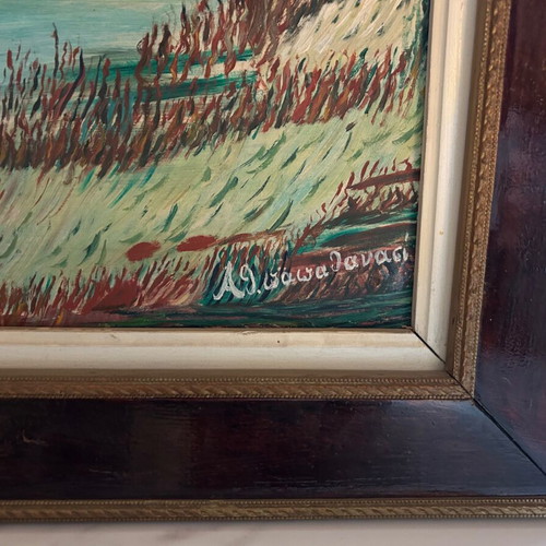 Vintage painting used, handmade oil on canvas