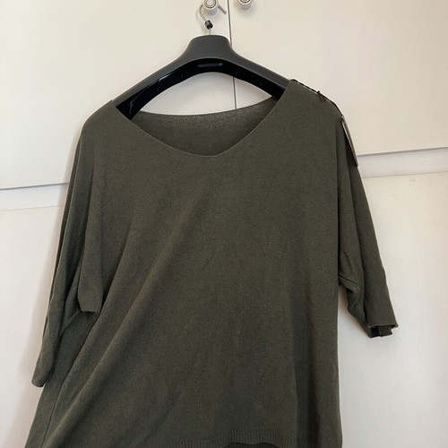 Blouse khaki with 3/4 sleeve new, loose fit up to XL