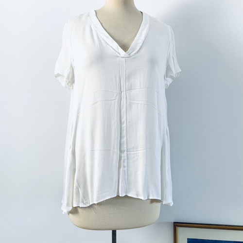 Asymmetric V-neck blouse new, size S-M, white