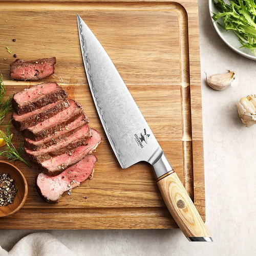 B37 8 Inch Chef Knife VG10 3 Layers Damascus
