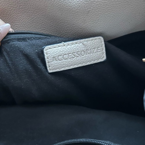 Shoulder Bag used, beige and blue with pockets