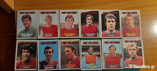  sillektika chartakia WEST HAM UNITED A&BC ORANGE BACK 1970 FOOTBALL TRADE CARDS