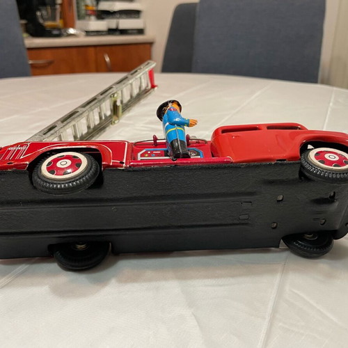 Fire truck old tin toy used Chinese made