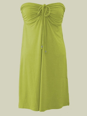 Αφόρετο XS Vamp βισκόζ lime-κίτρινο-λαχανί strapless φόρεμα για τη θάλασσα 2169