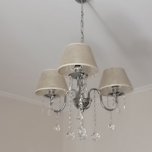 Three-light chandelier with crystals like new