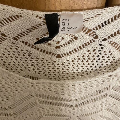 H&M Crochet Blouse new, white, size L