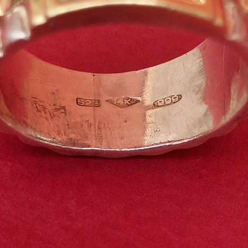 Silver and 14K Gold Ring used, size 54
