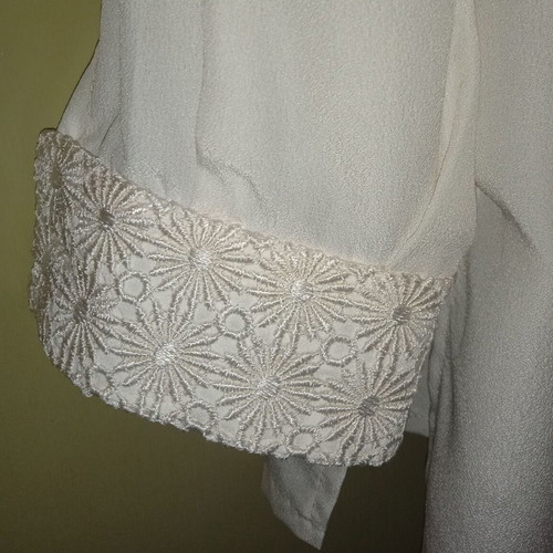 Georgette Milena shirt with guipure lace like new, beige-ecru
