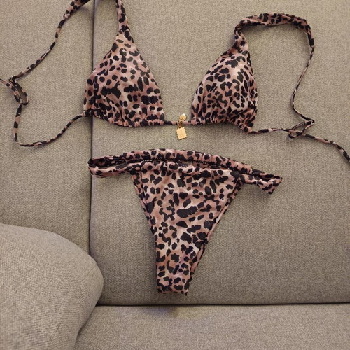 Leopard Print Bikini Set size S-M new, brown