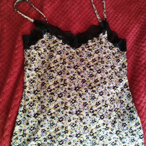 Randaki top like new, black with multicolor flowers, size M
