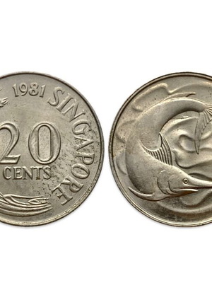 Νόμισμα Σιγκαπούρης 20 σεντ 1981 μεταχειρισμένο