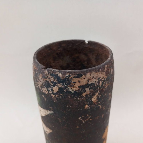 Old empty shell vase with painting, possibly Balkan or Asia Minor campaign period