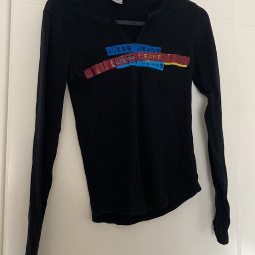 Guess long-sleeve black blouse like new, size M