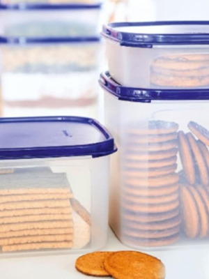 Tupperware modular square set 3 pieces blue or black, new