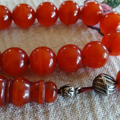 Mastic Bakelite Worry Beads with Silver Elements Like New